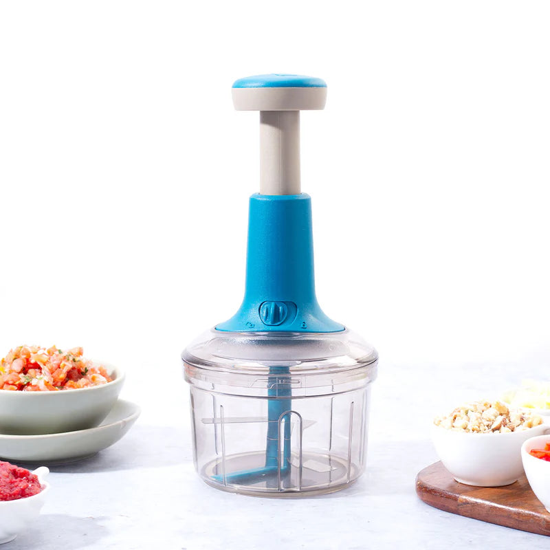 Glory Push Chopper | 800 ml | 3 Stainless Steel Blades | Anti-Slip Silicone |